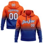 Custom Name and Number Sports Hoodie for Teams - Personalized Stitched Orange White-Royal Fade Pullover Sweatshirt Personalized