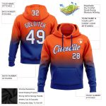 Custom Name and Number Sports Hoodie for Teams - Personalized Stitched Orange White-Royal Fade Pullover Sweatshirt Personalized