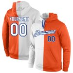 Custom Name Number Orange White-Royal Pullover Hoodie Sports Sweatshirt Fashion Team Stitched Personalized Stitched Orange