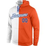 Custom Name Number Orange White-Royal Pullover Hoodie Sports Sweatshirt Fashion Team Stitched Personalized Stitched Orange
