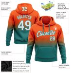 Custom Team Name Number Pullover Sweatshirt Hoodie - Personalized Stitched Orange White Teal Fade Fashion Sports Apparel