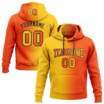 Custom Sports Hoodie with Name and Number - Personalized Orange Yellow-Black Gradient Pullover Sweatshirt Personalized Stitched