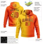 Custom Sports Hoodie with Name and Number - Personalized Orange Yellow-Black Gradient Pullover Sweatshirt Personalized Stitched
