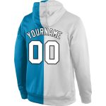 Custom Panther Hoodie with Stitched Name & Number - Blue White Gray Split Sports Pullover Sweatshirt Personalized Stitched