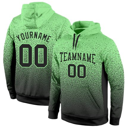 Custom Name Number Hoodie Pullover Sports Sweatshirt in Pea Green Black Fade - Personalized Stitched Fashion Apparel Personalized