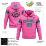 Custom Name Number Football Sweatshirt Hoodie - Personalized Stitched Pink Aqua-Black Team Pullover Personalized Stitched