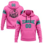 Custom Name Number Football Sweatshirt Hoodie - Personalized Stitched Pink Aqua-Black Team Pullover Personalized Stitched