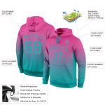 Custom Name Number Fashion Hoodie Stitched Pink Aqua Fade Sports Pullover Sweatshirt Personalized Stitched Pink Aqua Fade