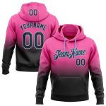 Custom Name Number Sports Hoodie Pullover Sweatshirt - Personalized Stitched Pink Black Light Blue Fade Fashion Personalized