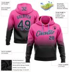 Custom Name Number Sports Hoodie Pullover Sweatshirt - Personalized Stitched Pink Black Light Blue Fade Fashion Personalized