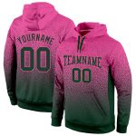 Custom Name Number Pullover Hoodie - Personalized Stitched Pink Green Fade Sweatshirt for Sports Team Personalized Stitched