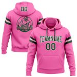 Custom Name Number Personalized Football Hoodie Pullover Sweatshirt in Pink Green White Personalized Stitched Pink Green-White