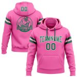 Custom Name & Number Stitched Hoodie - Pink, Kelly Green & White Football Pullover Sweatshirt Personalized Stitched Pink