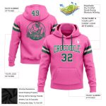 Custom Name & Number Stitched Hoodie - Pink, Kelly Green & White Football Pullover Sweatshirt Personalized Stitched Pink