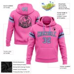 Custom Team Name Number Hoodie - Personalized Stitched Pink Light Blue Black Football Pullover Sweatshirt Personalized Stitched