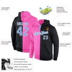 Custom Name Number Sports Hoodie Pullover Sweatshirt Pink Light Blue Black Split Fashion Design Personalized Stitched Pink