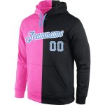Custom Name Number Sports Hoodie Pullover Sweatshirt Pink Light Blue Black Split Fashion Design Personalized Stitched Pink