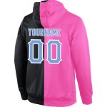 Custom Name Number Sports Hoodie Pullover Sweatshirt Pink Light Blue Black Split Fashion Design Personalized Stitched Pink