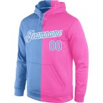 Custom Name Number Pink Blue White Split Sports Hoodie Pullover Sweatshirt Fashion Design Personalized Stitched Team Apparel
