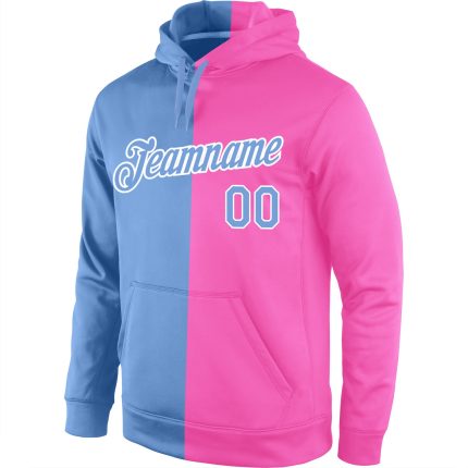 Custom Name Number Pink Blue White Split Sports Hoodie Pullover Sweatshirt Fashion Design Personalized Stitched Team Apparel