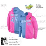 Custom Name Number Pink Blue White Split Sports Hoodie Pullover Sweatshirt Fashion Design Personalized Stitched Team Apparel