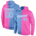 Custom Name Number Pink Blue White Split Sports Hoodie Pullover Sweatshirt Fashion Design Personalized Stitched Team Apparel