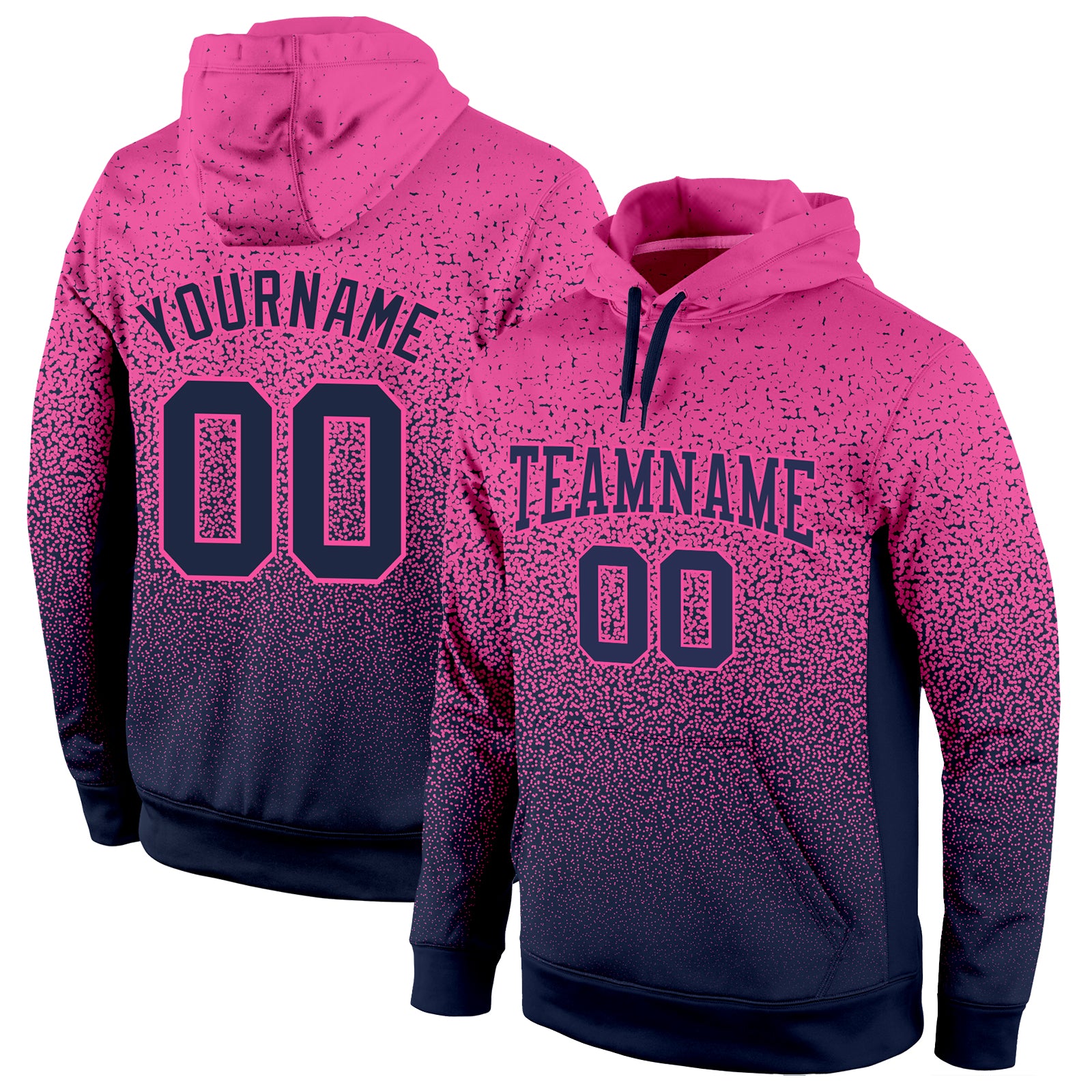 Custom Name Number Sports Pullover Hoodie Stitched Pink Navy Fashion Sweatshirt Personalized Stitched Pink Navy Fade Fashion