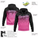Custom 3D Pattern Sports Hoodie with Personalized Name & Number - Pink, Black & Light Blue Pullover Sweatshirt Personalized