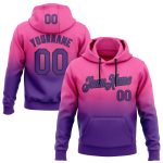 Custom Name and Number Pullover Hoodie for Sports, Personalized Pink Purple-Black Fade Fashion Sweatshirt Personalized Stitched