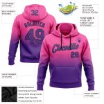 Custom Name and Number Pullover Hoodie for Sports, Personalized Pink Purple-Black Fade Fashion Sweatshirt Personalized Stitched