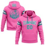 Custom Name Number Football Hoodie Personalized Stitched Sweatshirt in Pink Teal White for Teams Personalized Stitched Pink