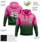 Custom Team Hoodie with Name and Number, Personalized Stitched Pink White-Green Fade Fashion Sports Pullover Sweatshirt Personalized