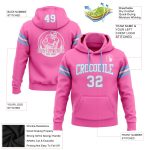 Custom Football Hoodie with Personalized Name and Number - Stitched Pink White-Light Blue Pullover Sweatshirt Personalized