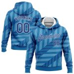Custom Sports Hoodie with 3D Pattern Design in Powder Blue and Royal White, Personalized with Name and Number, Pullover Sweatshirt