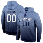 Custom Name and Number Hoodie - Personalized Powder Blue White Navy Fade Pullover Sweatshirt Fashion Sports Personalized