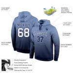 Custom Name and Number Hoodie - Personalized Powder Blue White Navy Fade Pullover Sweatshirt Fashion Sports Personalized