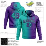 Custom Name Number Hoodie - Personalized Purple Aqua Black Gradient Pullover Sweatshirt for Sports Teams Personalized Stitched
