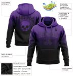 Personalized 3D Skull Hoodie Pullover Sweatshirt for Sports - Custom Team Name & Number in Purple and Black Personalized