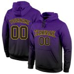 Custom Name Number Hoodie Sweatshirt - Purple Black Gold Fade Fashion Pullover for Sports Team Personalized Stitched Purple