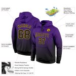 Custom Name Number Hoodie Sweatshirt - Purple Black Gold Fade Fashion Pullover for Sports Team Personalized Stitched Purple