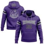 Custom Name and Number Football Hoodie Sweatshirt - Stitched Purple Black-Gray Pullover for Teams Personalized Stitched Purple