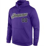 Custom Name and Number Sports Hoodie Sweatshirt - Personalized Purple Black-Gray Stitched Pullover Personalized Stitched