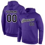 Custom Name and Number Sports Hoodie Sweatshirt - Personalized Purple Black-Gray Stitched Pullover Personalized Stitched
