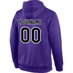 Custom Name and Number Sports Hoodie Sweatshirt - Personalized Purple Black-Gray Stitched Pullover Personalized Stitched