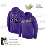Custom Name and Number Sports Hoodie Sweatshirt - Personalized Purple Black-Gray Stitched Pullover Personalized Stitched