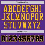 Custom Name and Number Sports Hoodie - Personalized Black-Gold Pullover Sweatshirt with Purple Black Pinstripe Design Personalized