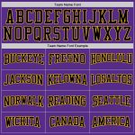 Custom Name and Number Sports Hoodie - Personalized Black-Gold Pullover Sweatshirt with Purple Black Pinstripe Design Personalized