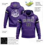 Custom Purple Black-White Football Hoodie with Name and Number - Personalized Stitched Pullover Sweatshirt Personalized Stitched
