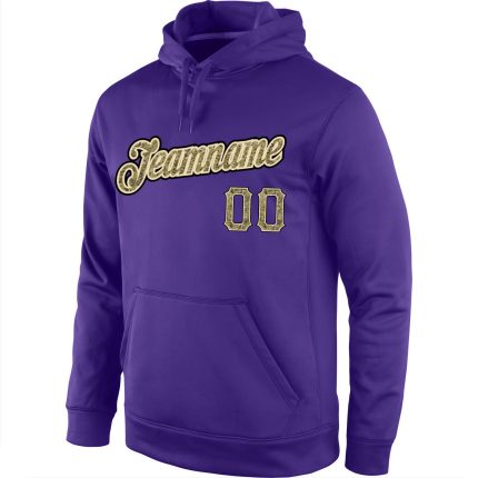 Custom Name and Number Purple Camo-Black Sports Hoodie - Personalized Stitched Pullover Sweatshirt Personalized Stitched