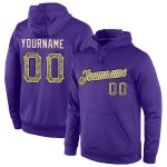Custom Name and Number Purple Camo-Black Sports Hoodie - Personalized Stitched Pullover Sweatshirt Personalized Stitched